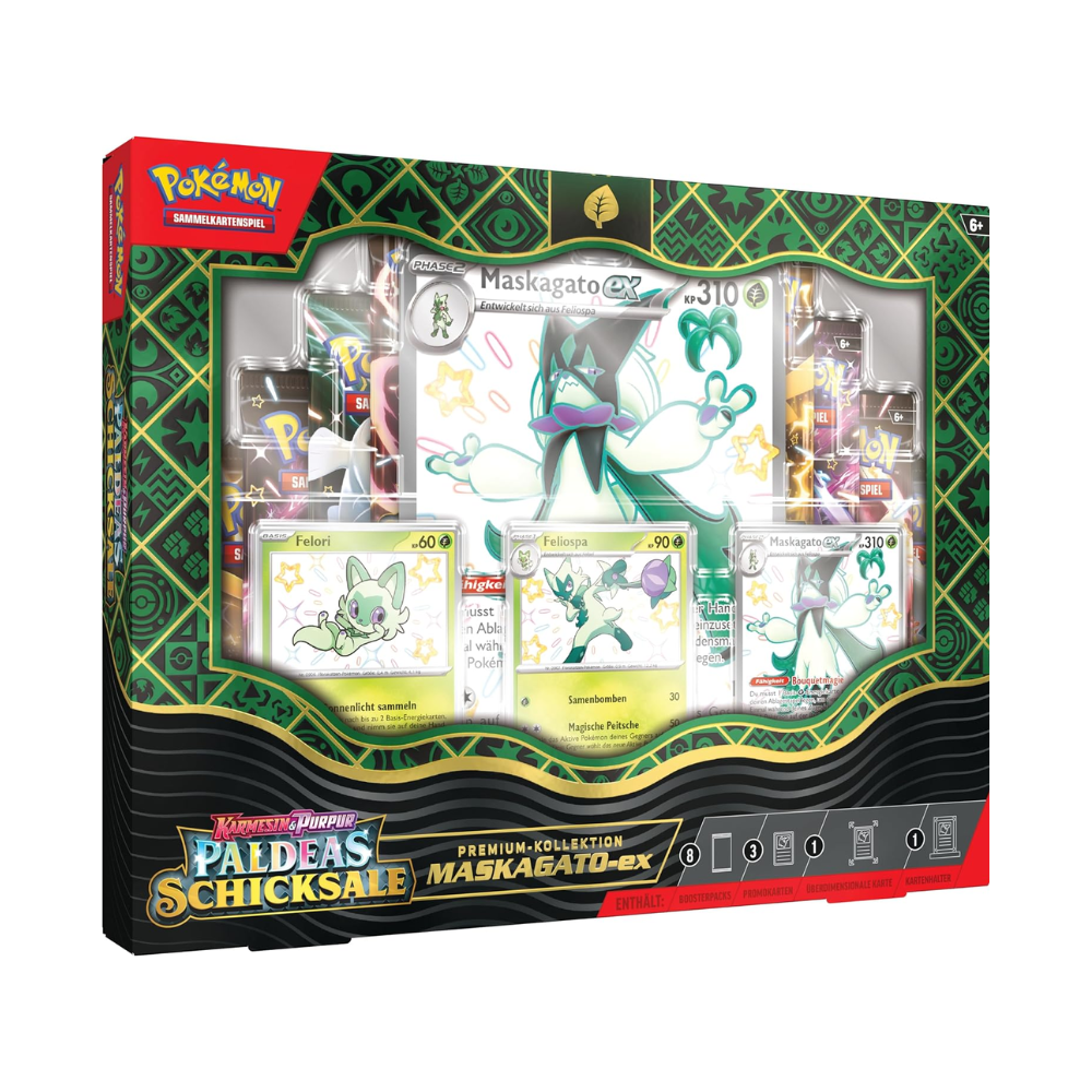 Pokemon Sammelkartenspiel Karmesin und Purpur Paldeas Schicksale Premium Kollektion Maskagato-ex deutsch