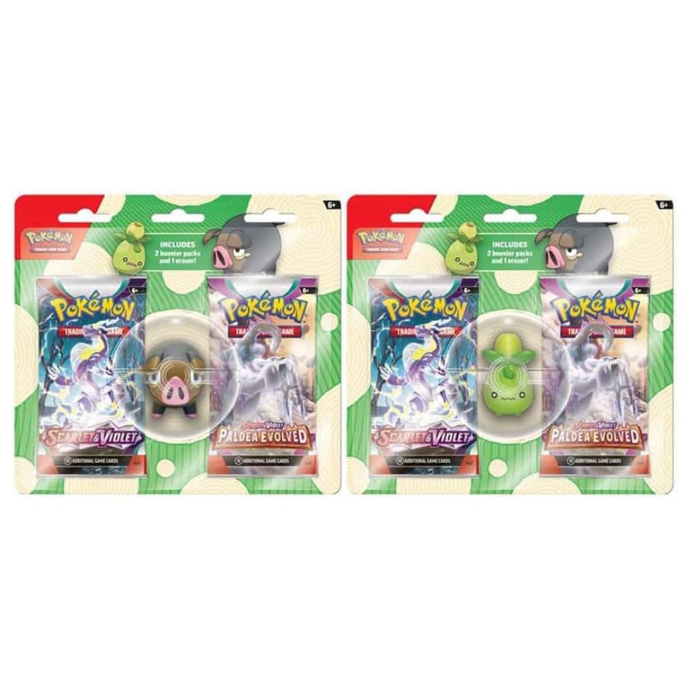 Pokémon - Scarlet & Violet - 2 Boosterpacks mit Radiergummi - Ferkuli - englisch