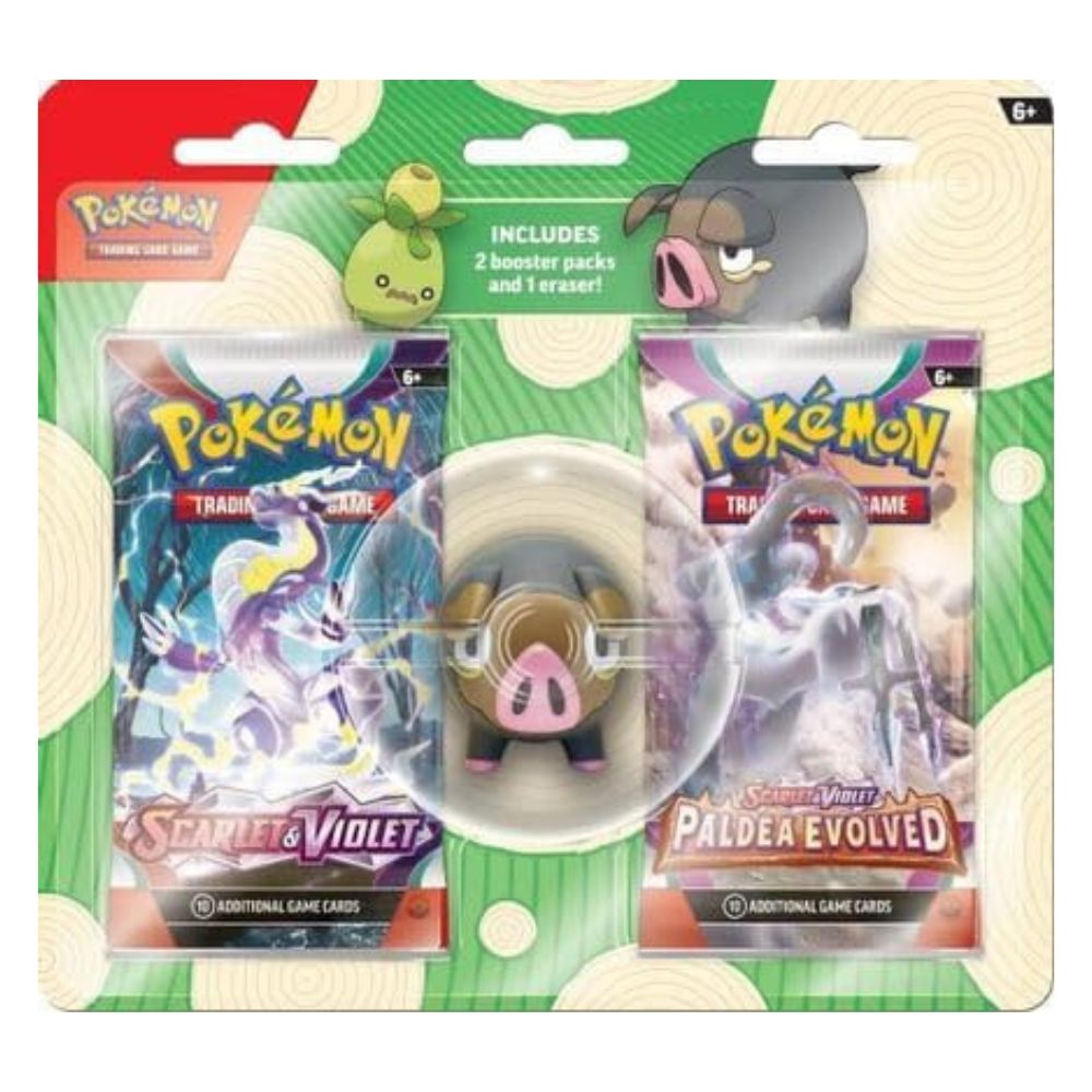 Pokémon - Scarlet & Violet - 2 Boosterpacks mit Radiergummi - Ferkuli - englisch