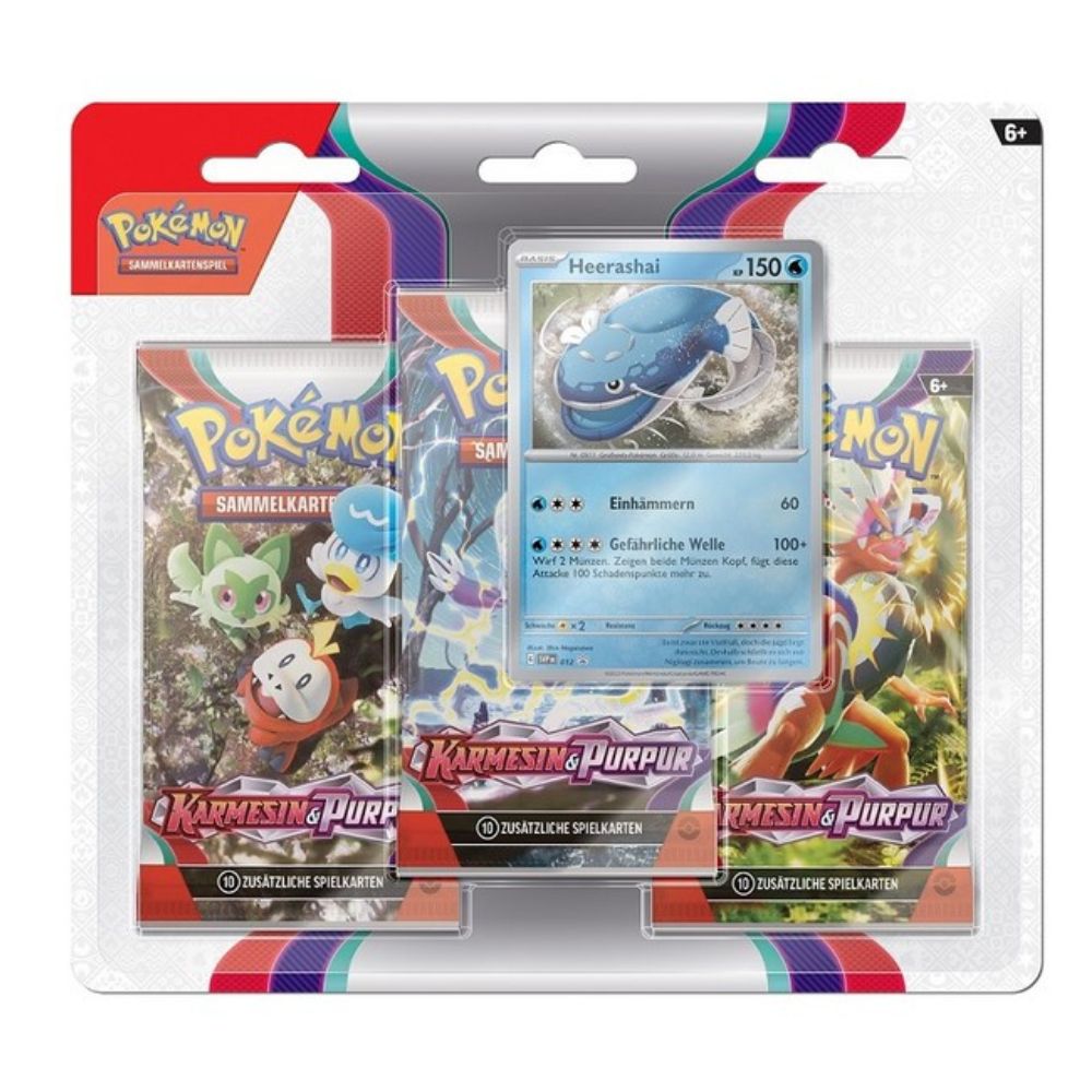 Pokémon Karmesin & Purpur: "Heerashai" 3er Booster Blister Pack - deutsch