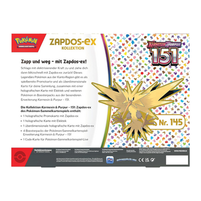 Pokémon Karmesin & Purpur 151: "Zapdos-ex" Kollektion (DE)