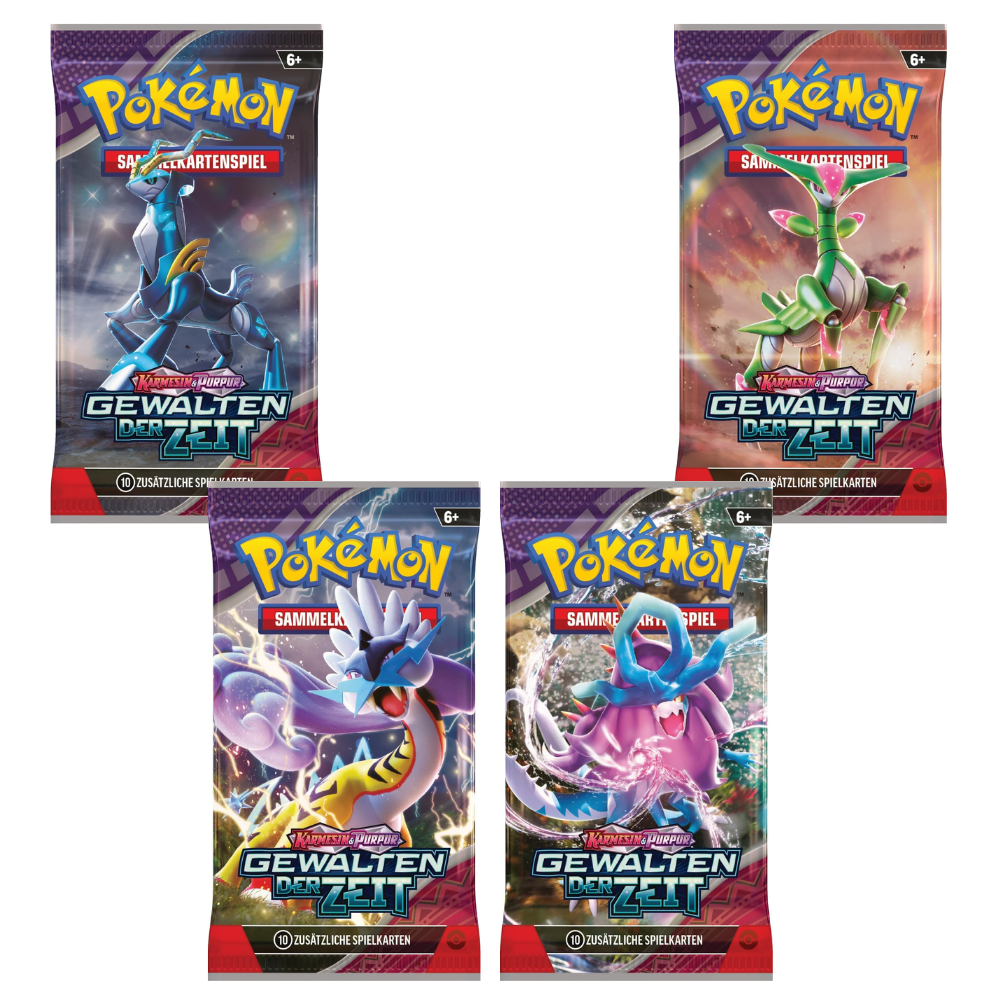 The Pokémon Company International Pokémon Sammelakrten Spiel Karmesin &  Purpur Gewalten der Zeit Booster Display, Einzelne Booster