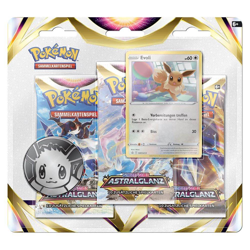 Pokémon Schwert & Schild: Astralglanz 3 Booster Blister Pack "EVOLI" - deutsch