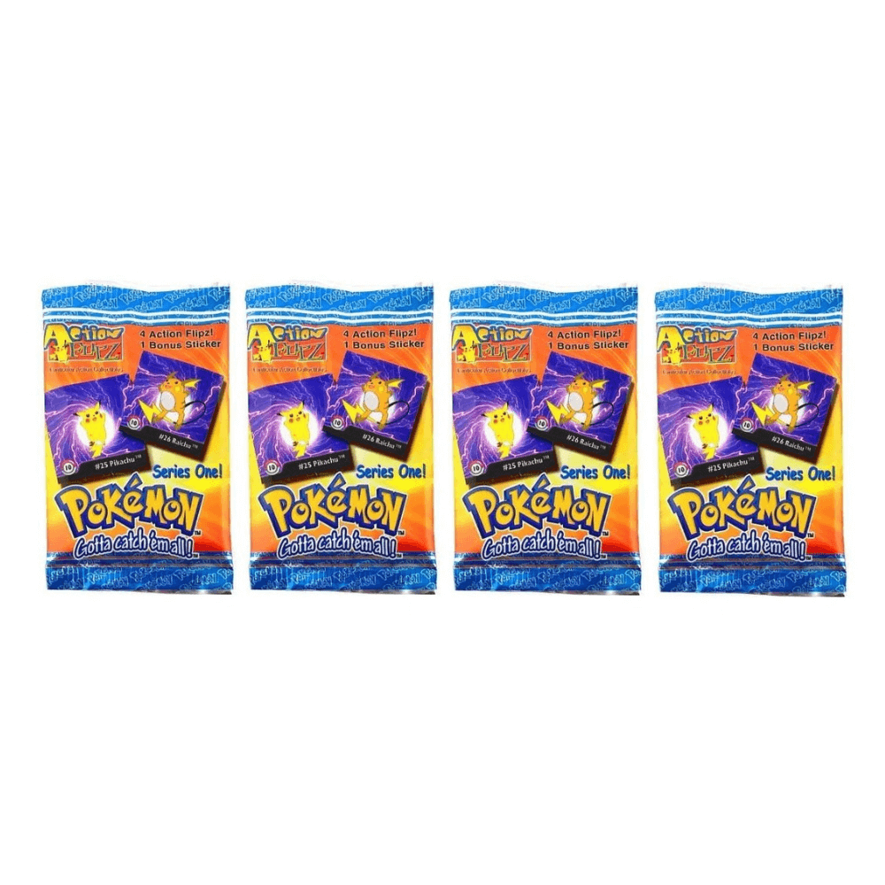 Pokémon 4 x Action Flipz (4 x Boosterpackung) & 1 Bonus Sticker je Booster - englisch